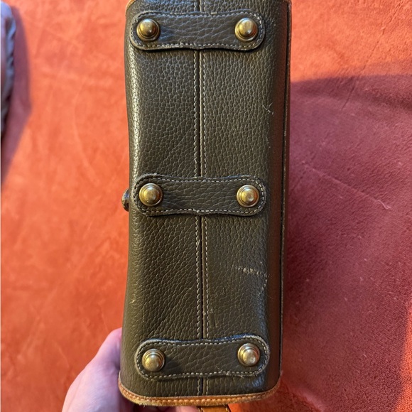 Vintage Dooney & Bourke Olive and Tan Leather Satchel - Picture 3 of 10